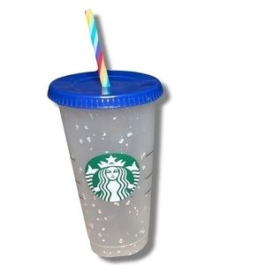 Starbucks Pride Confetti Color Changing Cold Cup | Blue Lid | Rainbow Straw